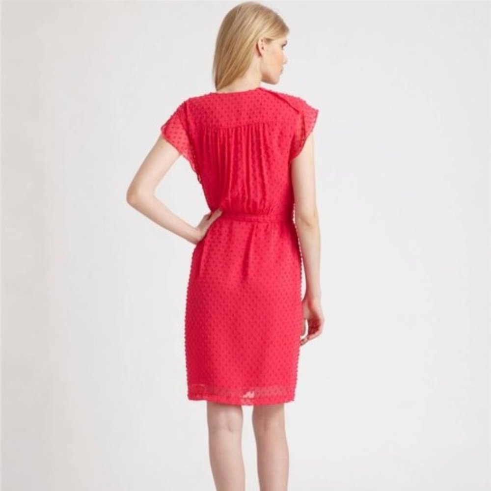 Nanette Lepore Fuchsia Swiss Dot Ruffle Faux Wrap Dress Hot Pink Size 0 - Picture 5 of 12